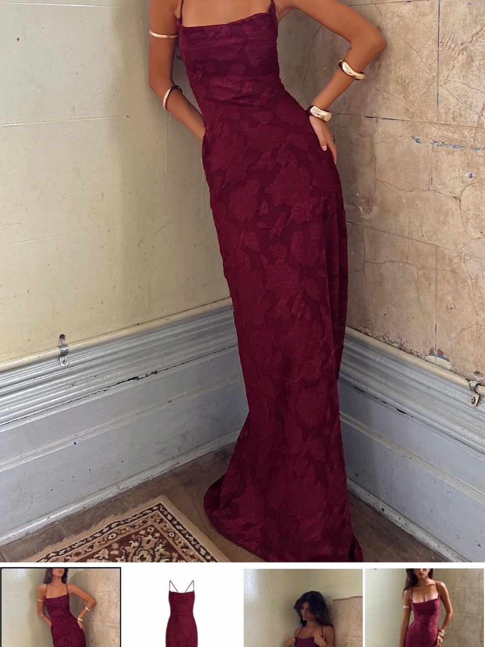 NWT Princess Polly Burgundy Floral Jacquard Strapless Maxi Dress